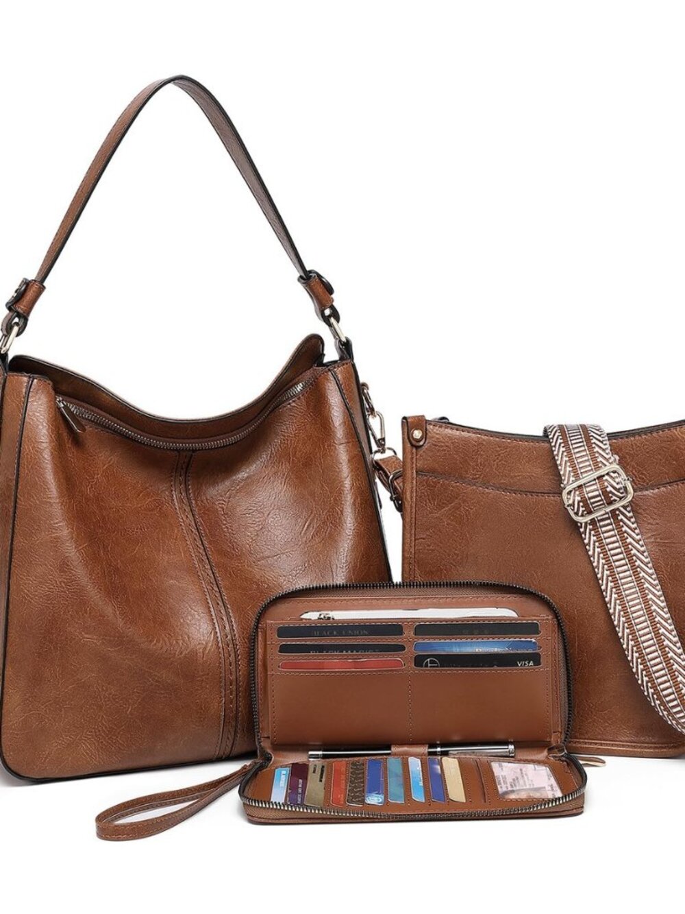 Purses for Women 3PCS, Crossbody Bag Set Large Vegan Leather Shoulder Purse
